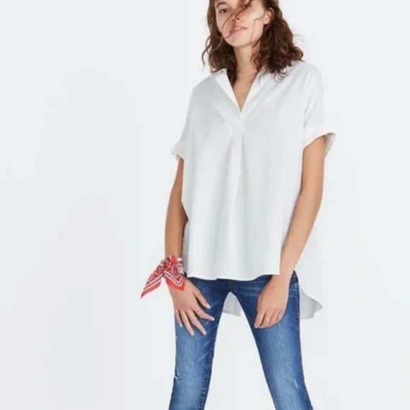 Madewell Courier Button-Back Top in Pure White Women's XS - Picture 12 of 12